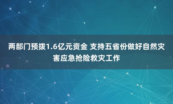 两部门预拨1.6亿元资金 支持五省份做好自然灾害应急抢险救灾工作