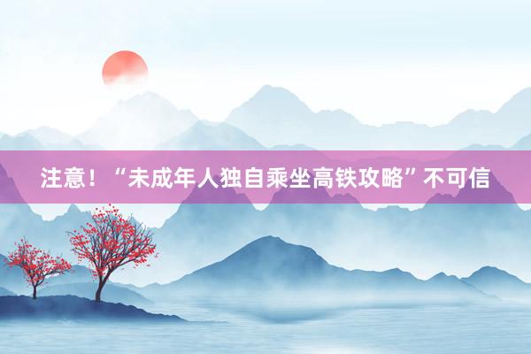 注意！“未成年人独自乘坐高铁攻略”不可信