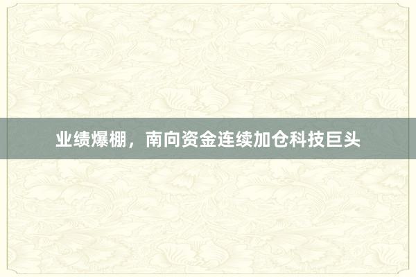 业绩爆棚，南向资金连续加仓科技巨头
