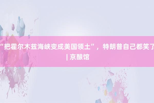 “把霍尔木兹海峡变成美国领土”，特朗普自己都笑了 | 京酿馆