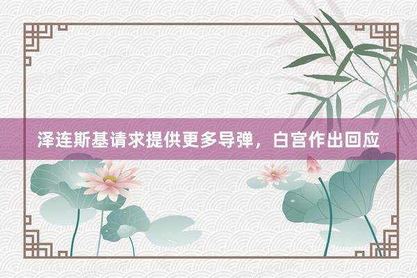 泽连斯基请求提供更多导弹，白宫作出回应