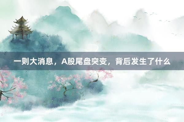 一则大消息，A股尾盘突变，背后发生了什么