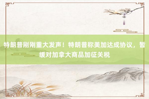 特朗普刚刚重大发声！特朗普称美加达成协议，暂缓对加拿大商品加征关税