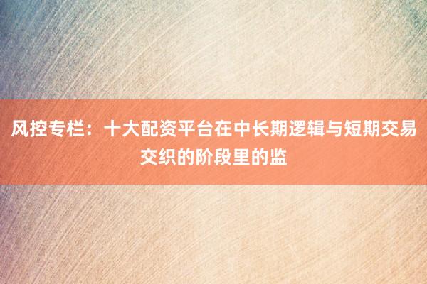 风控专栏：十大配资平台在中长期逻辑与短期交易交织的阶段里的监