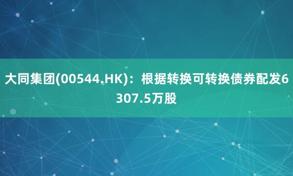 大同集团(00544.HK)：根据转换可转换债券配发6307.5万股
