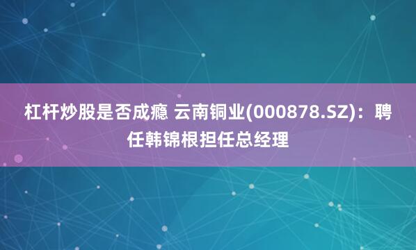 杠杆炒股是否成瘾 云南铜业(000878.SZ)：聘任韩锦根担任总经理