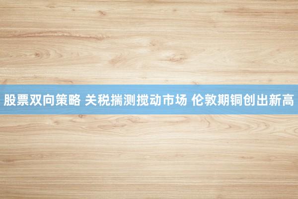 股票双向策略 关税揣测搅动市场 伦敦期铜创出新高