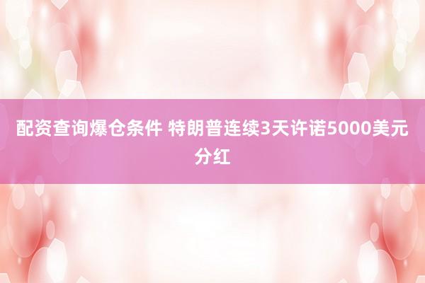 配资查询爆仓条件 特朗普连续3天许诺5000美元分红
