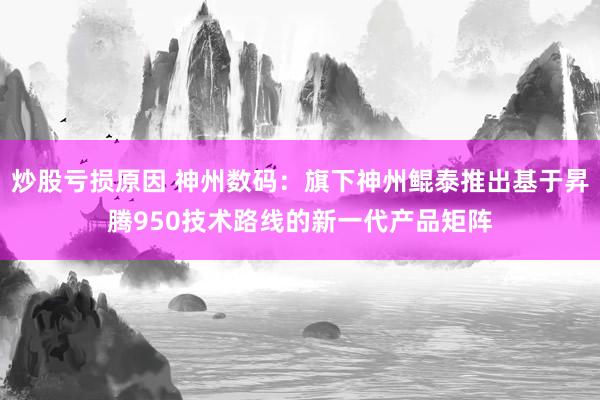 炒股亏损原因 神州数码：旗下神州鲲泰推出基于昇腾950技术路线的新一代产品矩阵