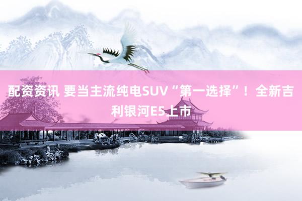 配资资讯 要当主流纯电SUV“第一选择”！全新吉利银河E5上市